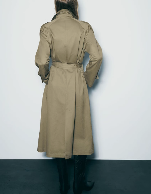 Long trench coat with tie belt